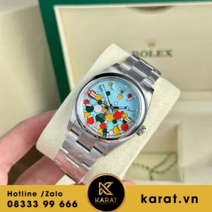 Đồng hồ  Rolex Oyster Perpetual 126000 36mm mặt số xanh lam hoạ tiết celebration rep 1:1