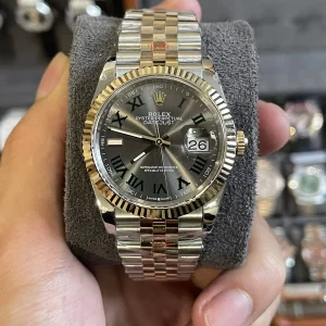 Đồng Hồ Rolex Rep 1:1 Datejust 41 126331 Mặt Số Rhodium Tối Cọc Số La Mã Bọc Vàng Hồng 18k