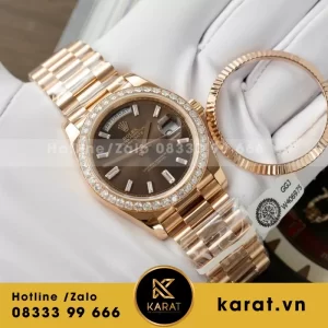 Đồng Hồ Rolex Rep 11 Day-Date Cọc Số La Mã Bọc Vàng 18K Trọng Lượng 175gram GMF 40mm