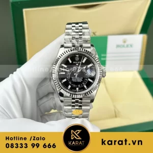 Đồng Hồ Rolex Rep 11 Sky Dweller 326934 Mặt Đen Dây Jubilee 42mm