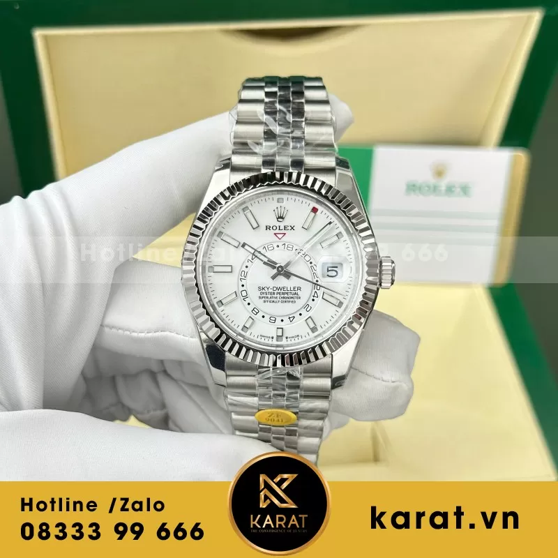 Đồng Hồ Rolex Rep 11 Sky Dweller 326934 Mặt Trắng Dây Jubilee 42mm