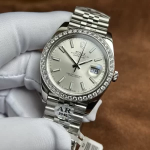 Đồng Hồ Rolex Replica 1:1 Datejust 126234 Mặt Số Bạc Cọc Số Dạ Quang Viền Kim Cương