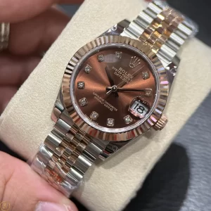 Đồng Hồ Rolex Replica 1:1 Datejust 31 278271 Mặt Số Chocolate Bọc vàng hồng