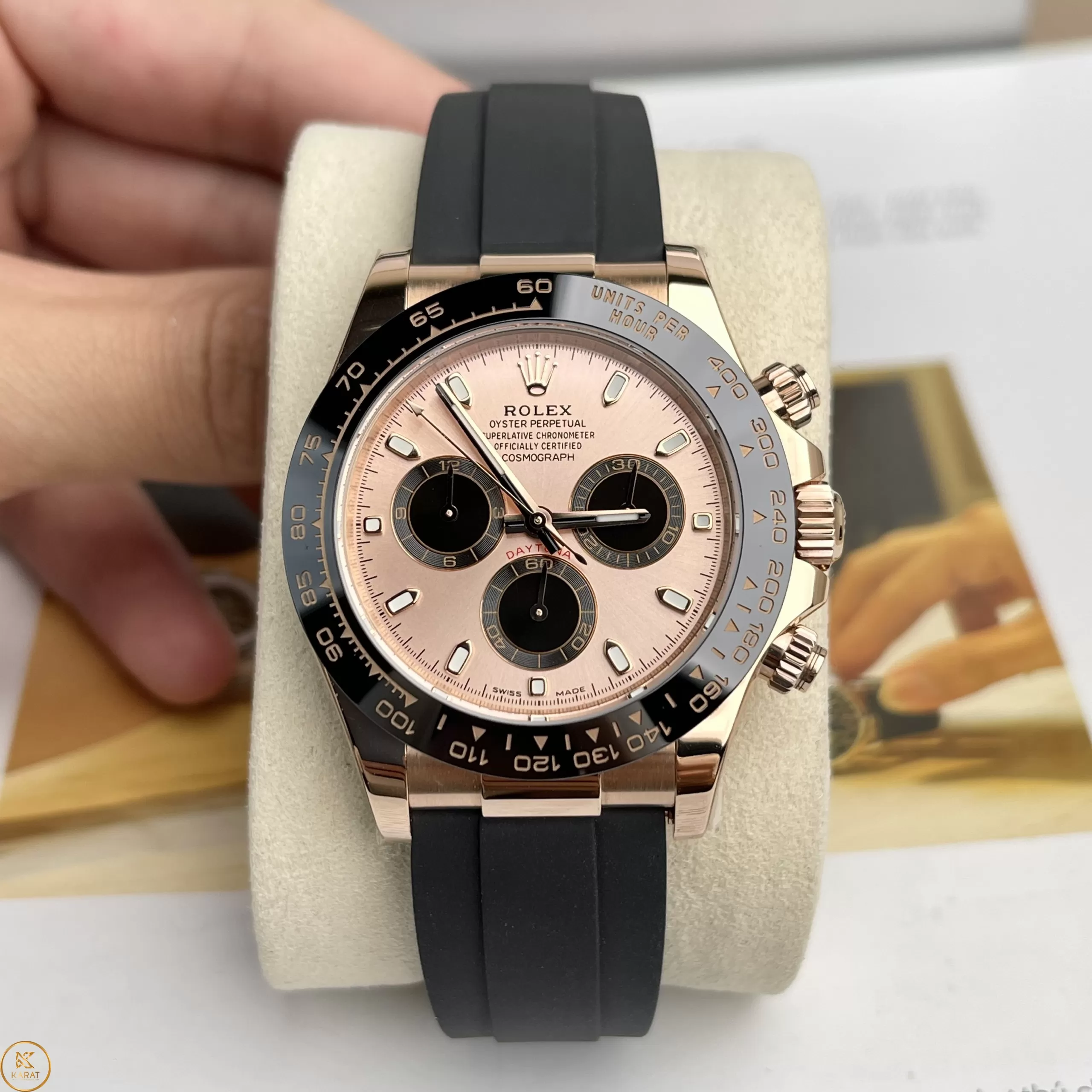 Đồng Hồ Rolex Siêu Cấp 1:1 Cosmograph Daytona 116515LN Mặt Số Hồng Đen