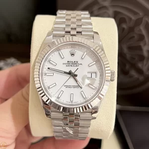 Đồng Hồ Rolex Siêu Cấp 1:1 Datejust 41 126334 Mặt Số Trắng Cọc Số Dạ Quang