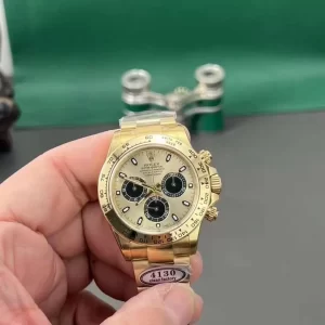 Đồng Hồ Rolex Siêu Cấp Daytona 116508 Mặt Số Vàng Champagne Đen