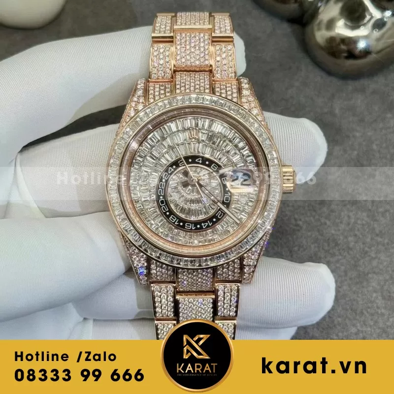 Đồng Hồ Rolex Sky Dweller 326959TBR Chế Tác Vàng Hồng 18k Kim Cương Thiên Nhiên 42mm