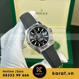 Đồng hồ Rolex sky dweller 336238 rep 11 mặt đen dây cao su cao cấp 42mm