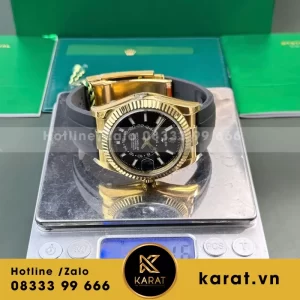 Đồng hồ Rolex Sky Dweller 336238 rep 11 mặt đen mạ vàng dây cao su cao cấp 42mm