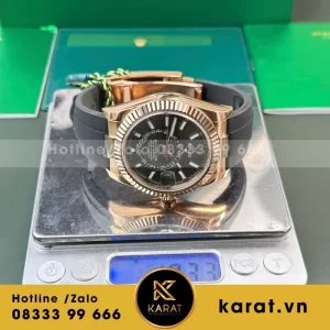 Đồng hồ Rolex Sky Dweller 336238 rep 11 mặt đen mạ vàng hồng dây cao su cao cấp 42mm