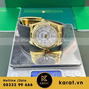 Đồng hồ Rolex Sky Dweller 336238 rep 11 mặt trắng mạ vàng dây cao su cao cấp 42mm