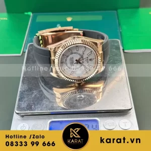 Đồng hồ Rolex Sky Dweller 336238 Rep 11 mặt trắng mạ vàng hồng dây cao su cao cấp 42mm