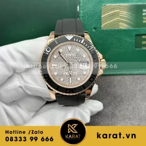 Đồng hồ rolex yacht master 268655 mặt số đính kim cương chế tác vàng hồng 18k