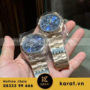 Đồng hồ vacheron overseas lịch vạn niên vàng hồng mặt xanh