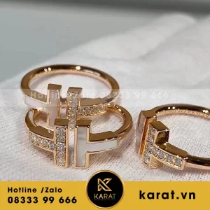 Double Nhẫn T Tiffany&co vàng hồng 18k
