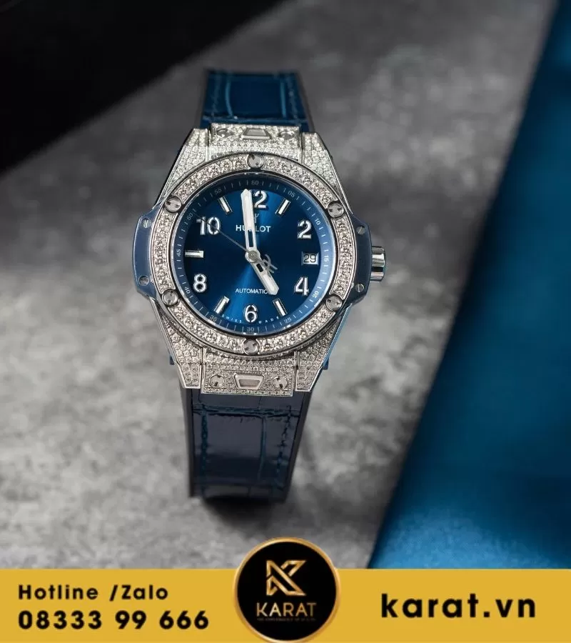 Hublot Bigbang One Click Steel Pave 39mm Blue Navy custom diamond