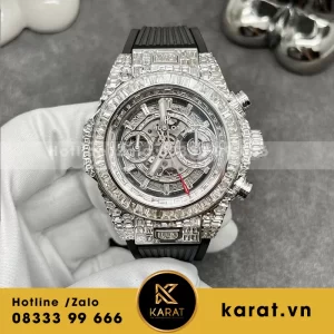 Hublot bigbang unico độ kim cương baguette vỏ vàng trắng 18k