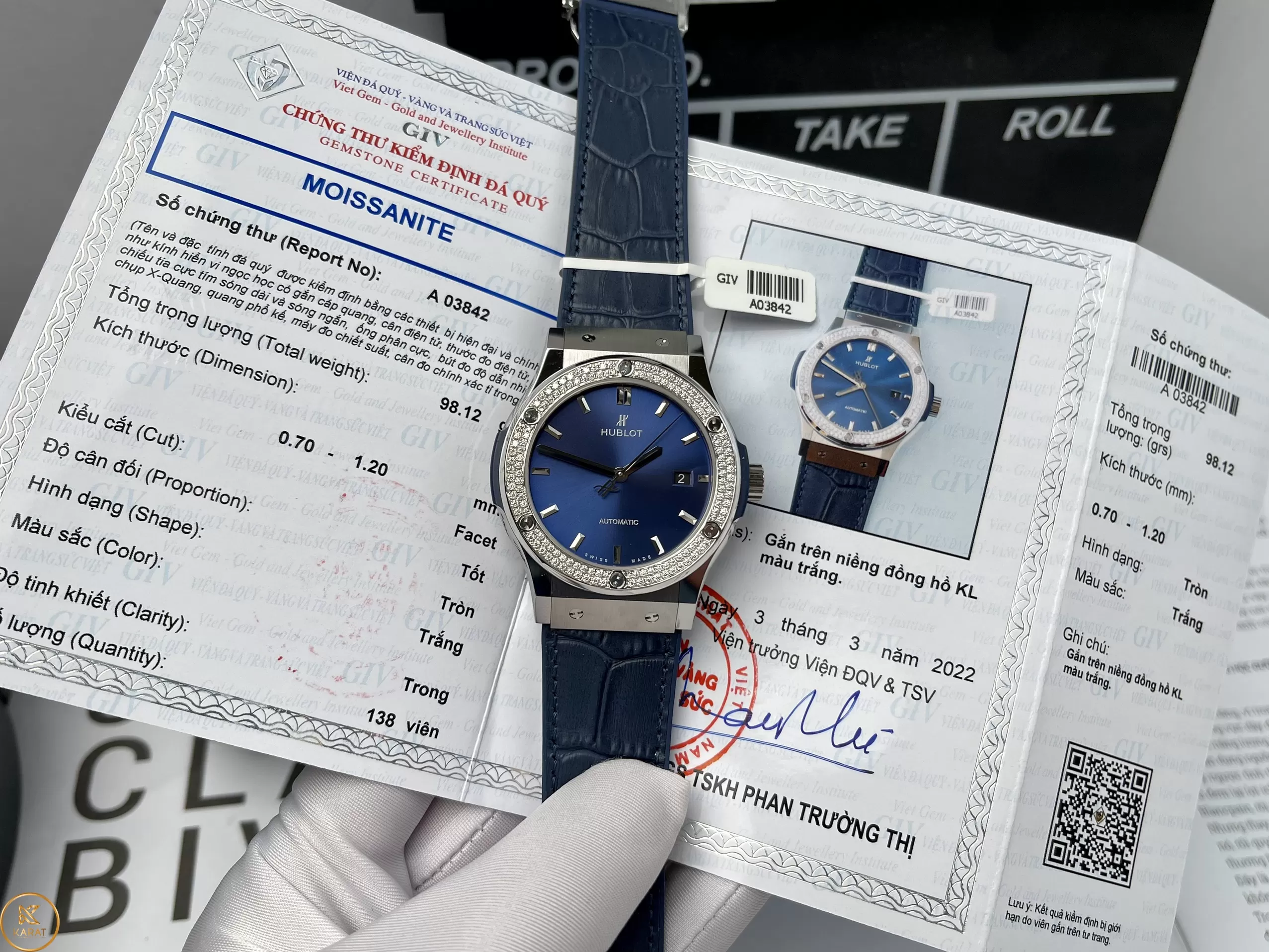 HUBLOT CLASSIC FUSION 42 MM BLUE NAVY DIAMOND