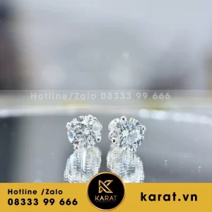 Khuyên Tai 4 Chấu Vàng 10K Chủ 7.2Li Nuôi Cấy