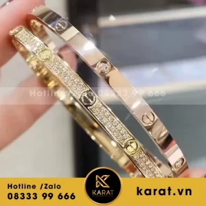 Lắc tay Cartier hàng nhập Hongkong vàng 18k, kim cương thiên nhiên