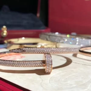 Lắc Tay Cartier Juste Un Clou Đầu Đinh Vàng Hồng 18k Full Kim Cương