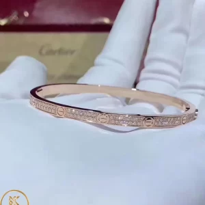 Lắc tay Cartier Love Vàng Hồng 18k Kim Cương Thiên Nhiên