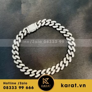 Lắc tay CuBan vàng trắng 18k, kim cương thiên nhiên