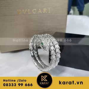 Lắc tay hình rắn Bvlgari Vàng trắng 18k, kim cương thiên nhiên