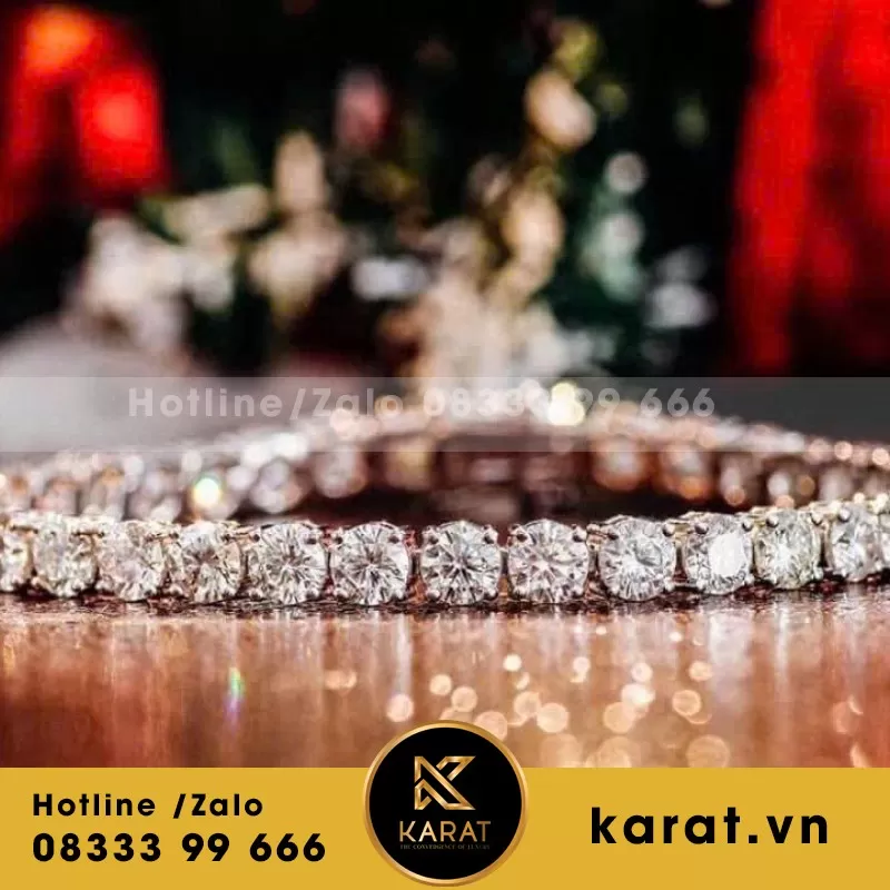 Lắc Tay Nữ Tenis Vàng 18K Moissanite