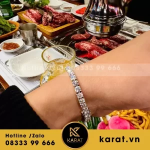 Lắc Tay Tenis Vàng Trắng Moissanite 4Ly