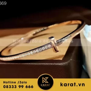 Lắc Tay Tiffany & Co chế tác vàng nhập Hongkong 18k, kim cương thiên nhiên.