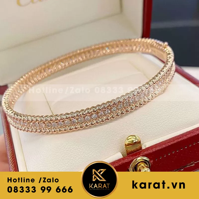 Lắc tay van cleef vàng hồng 18k