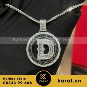 Mặt Dây Chuyền Chữ D Vàng 10K Moissanite
