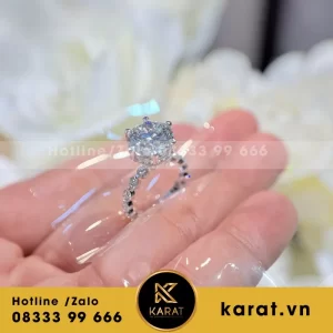 Nhẫn Au750+Diamond Lab+10mm Lab