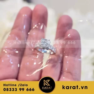 Nhẫn Au750 + Lab Tấm Baguette