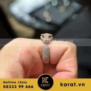 Nhẫn Báo Vàng Hồng Moissanite