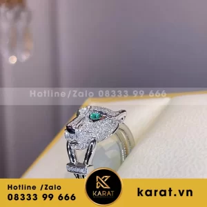 Nhẫn cartier đầu báo vàng trắng kim thiên nhiên nhập HK