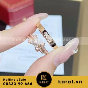 Nhẫn Chaumet vàng hồng 18k kim cương thiên nhiên