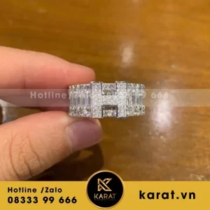 Nhẫn Chữ H Vàng 10K Moissanite
