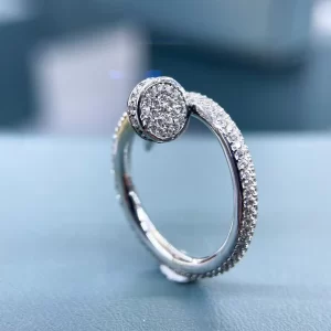 Nhẫn Đinh Cartier Chế tác Vàng Trắng 18k, Kim Cương Thiên Nhiên