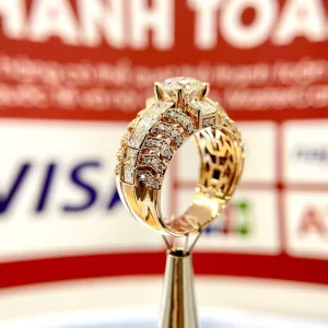 Nhẫn Nam Chế Tác Vàng Hồng 18k Kim cương Thiên Nhiên