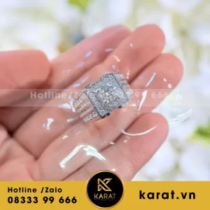 Nhẫn Nam Chế Tác Vàng Trắng 10K Moissanite