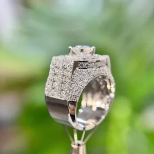 Nhẫn Nam Chế Tác Vàng Trắng Kim Cương Thiên Nhiên