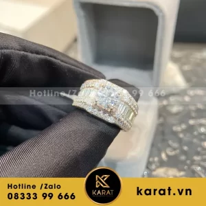 Nhẫn Nam Mix Dá Baguette Full Đai Moissanite