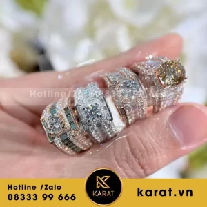 Nhẫn Nam Thiết Kế Vàng 10K 14K 18K Moissanite