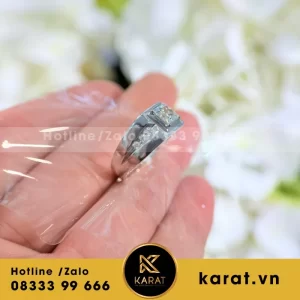 Nhẫn Nam Thiết Kế Vàng Trắng 14K Kim Cương Cvd