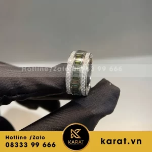 Nhẫn Nam Thiết Kế Vàng Trắng Mix Moissanite Trắng Và Xanh