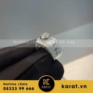 Nhẫn Nam Vàng 10K Mix Baguette Và Tấm Tròn