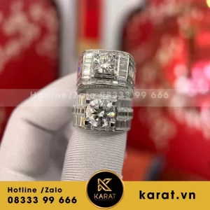 Nhẫn Nam Vàng 10K Mix Moissanite Baguette