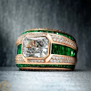 Nhẫn Nam Vàng Hồng 10k 14k 18k Kim Cương Moissanite